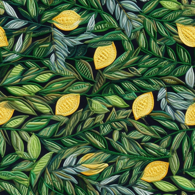 un gros plan d'un tas de feuilles avec un citron sur elles