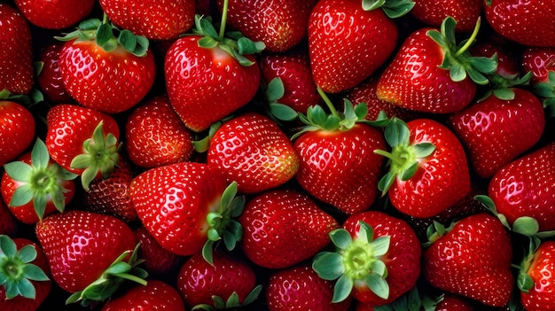 Un gros plan d'un tas de fraises