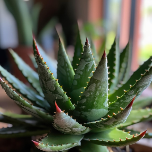 Gros plan d'un tas de plantes d'aloe vera macro générative ai