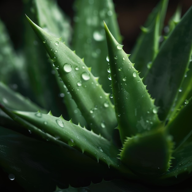 Gros plan d'un tas de plantes d'aloe vera macro générative ai