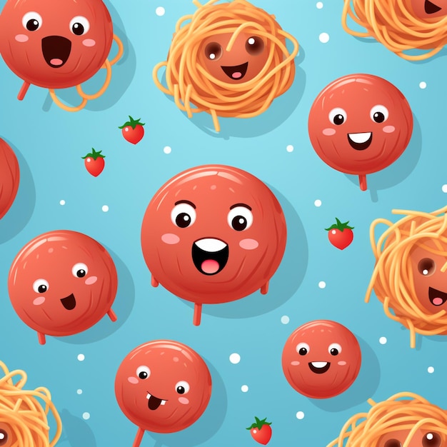 un gros plan d'un tas de spaghettis et de tomates fait face à un AI génératif