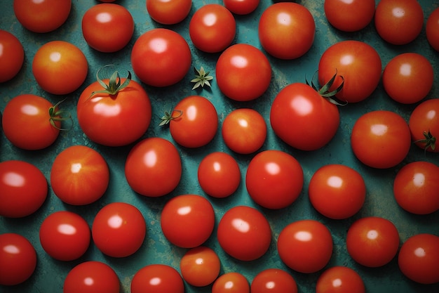 Un gros plan d'un tas de tomates fraîches de couleur rouge