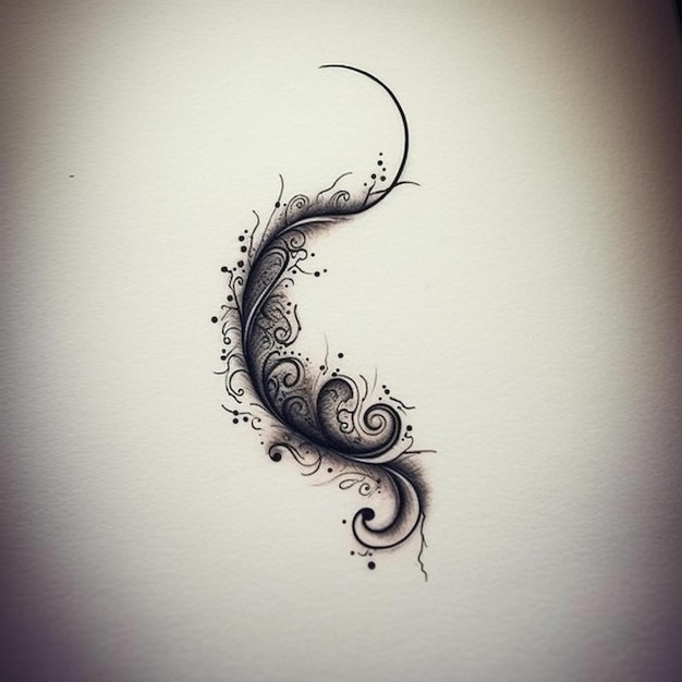 Photo un gros plan d'un tatouage d'une plume sur un papier blanc