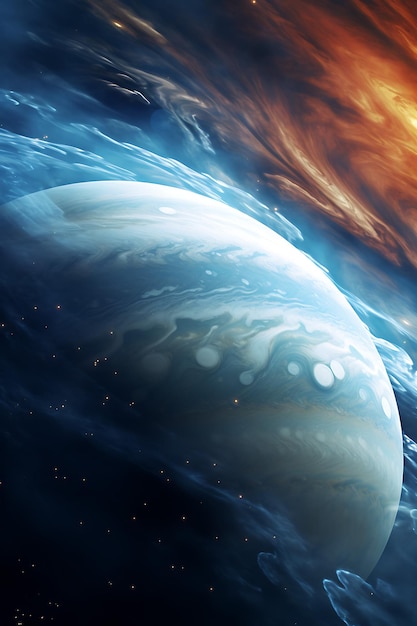 Un gros plan d'une tempête cosmique sur une photo réaliste d'un géant gazeux