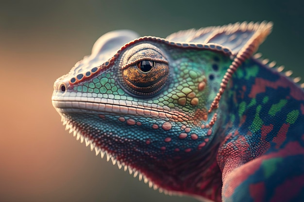 Un gros plan de la tête d'un caméléon