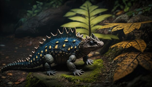 Gros plan sur la tête de dinosaure herbivore Reptile préhistorique Generative AI