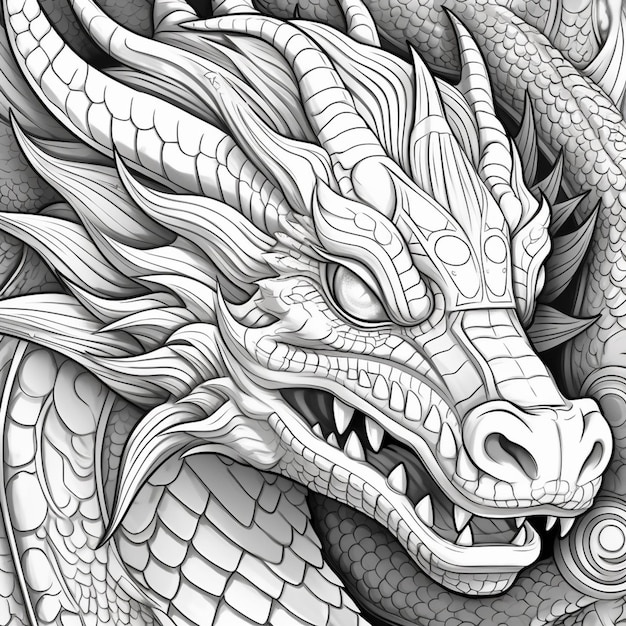 Photo un gros plan d'une tête de dragon avec une tête de dragons dessus.