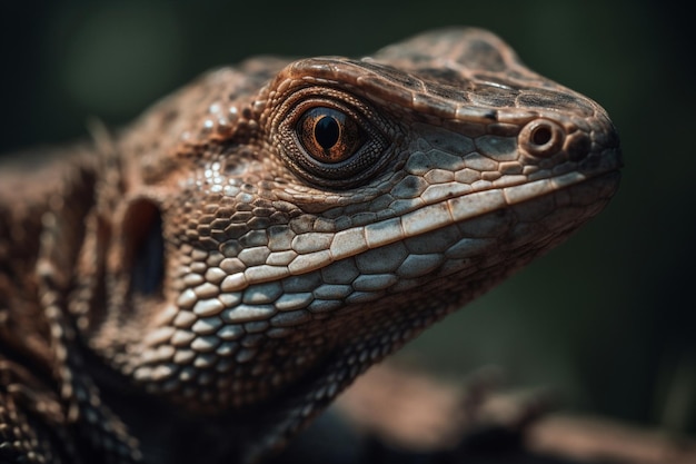 Un gros plan de la tête d'un lézard