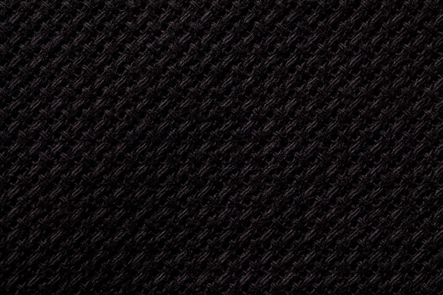Gros plan de textile noir, Structure de la macro de tissu