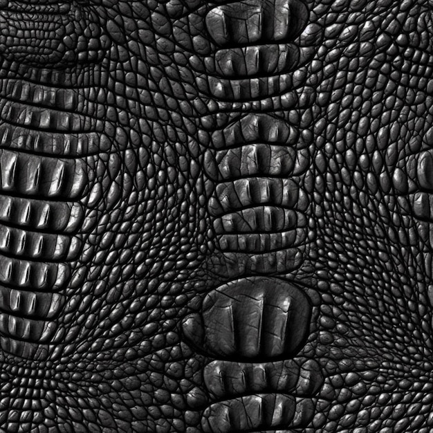 Un gros plan d'une texture de cuir noir avec une peau de crocodile générative ai