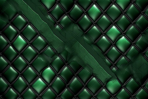 Un gros plan d'une texture de cuir vert avec un motif diagonal ai génératif