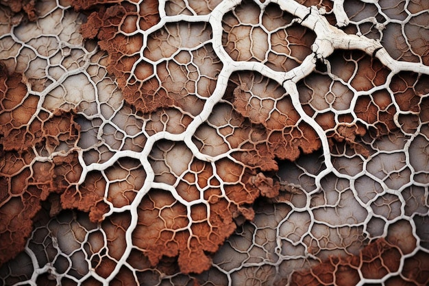 un gros plan de la texture du lichen brun et blanc