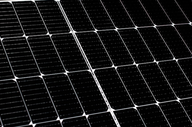 Gros plan de la texture du panneau solaire noir