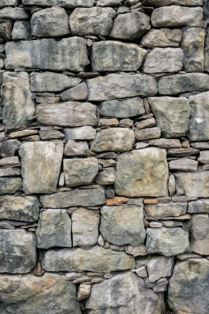 Gros plan d'une texture de mur en pierre brute créée avec une IA générative