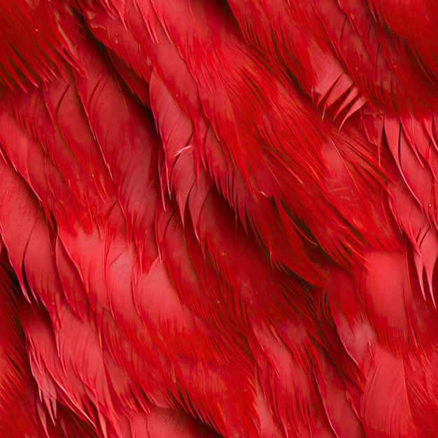 Gros plan d'une texture de plume rouge sur un oiseau cardinal