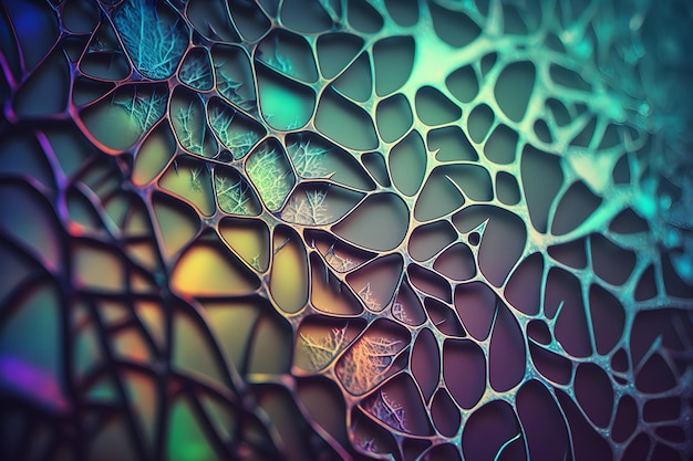 Un gros plan d'une texture de verre coloré qui a un motif de différentes couleurs.