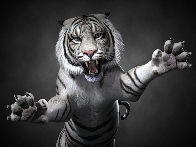 Gros plan de tigre adulte. illustration 3D