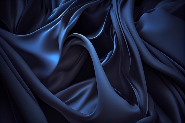 Gros plan d'un tissu bleu foncé ai génératif