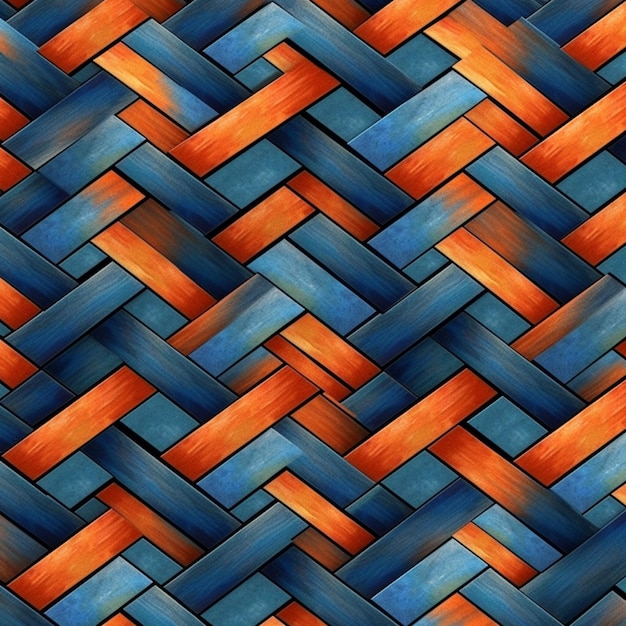 Un gros plan d'un tissu bleu et orange avec un motif générative ai