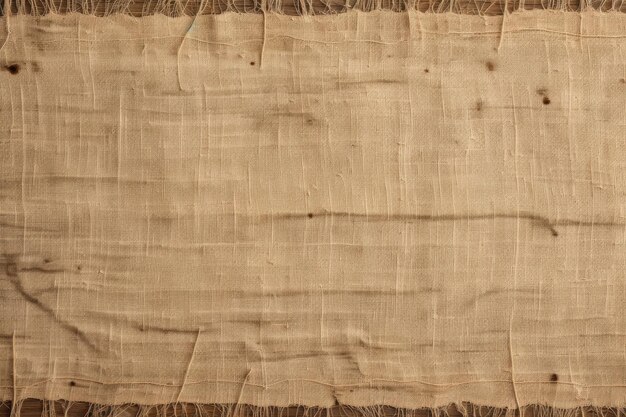 Gros plan de tissu de chanvre sur fond en bois avec des fils