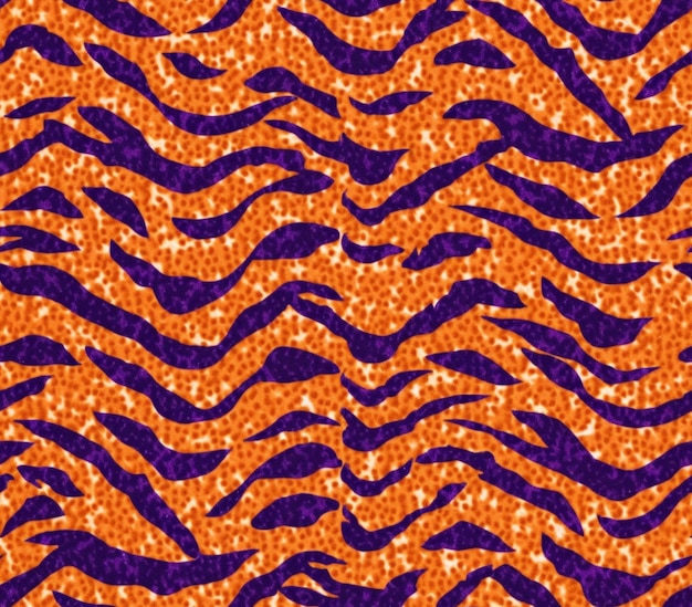 un gros plan d'un tissu imprimé tigre avec une IA générative orange et violet