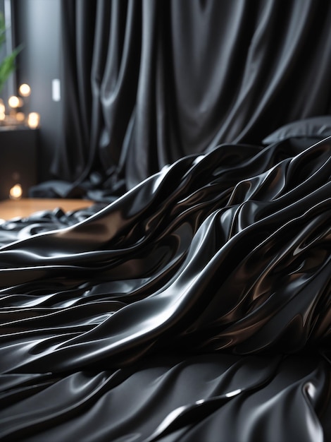 Photo un gros plan d'un tissu noir sur un lit