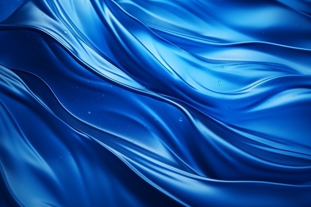 Un gros plan d'un tissu de soie bleu avec une très longue onde générative ai