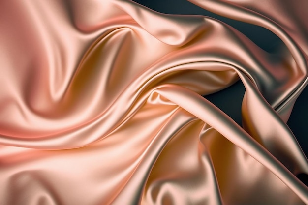 Un gros plan d'un tissu de soie avec une douce couleur rose.