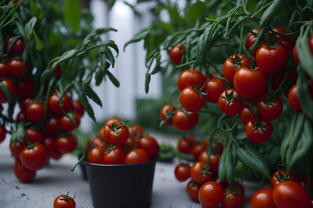 Gros plan de tomates rouges juteuses prêtes à être ajoutées à une salade fraîche Généré par AI