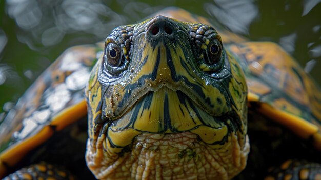 Un gros plan d'une tortue dans son habitat naturel