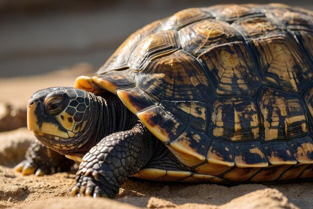 Un gros plan d'une tortue dans son habitat naturel