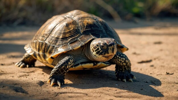 Un gros plan d'une tortue dans son habitat naturel