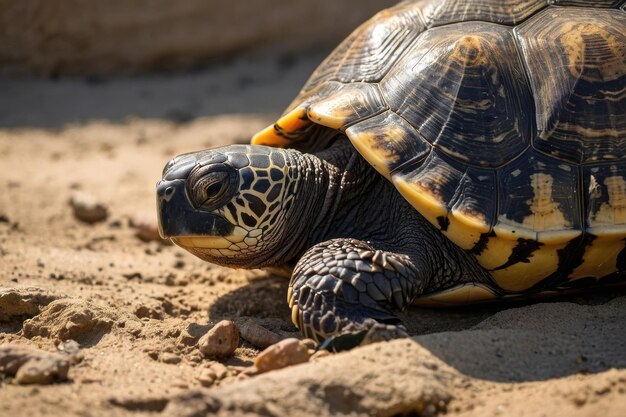 Photo un gros plan d'une tortue dans son habitat naturel