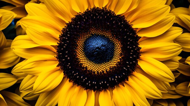 Un gros plan d'un tournesol avec un œil au centre