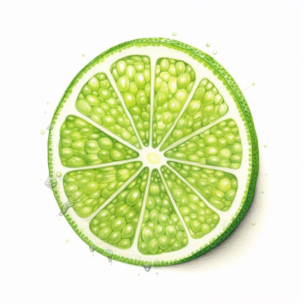 un gros plan d'une tranche de citron vert avec des gouttes d'eau dessus