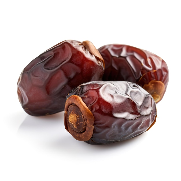 Un gros plan de trois dates sur un fond blanc