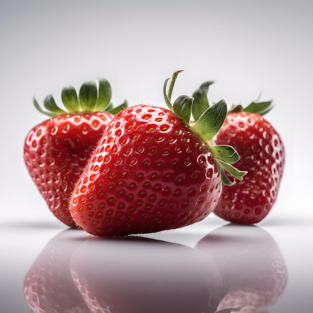 Un gros plan de trois fraises