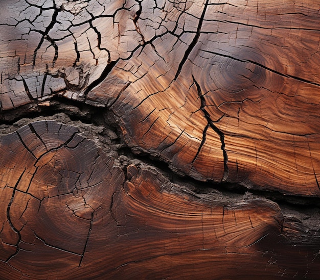 un gros plan d'un tronc d'arbre avec une fissure dedans ai générative