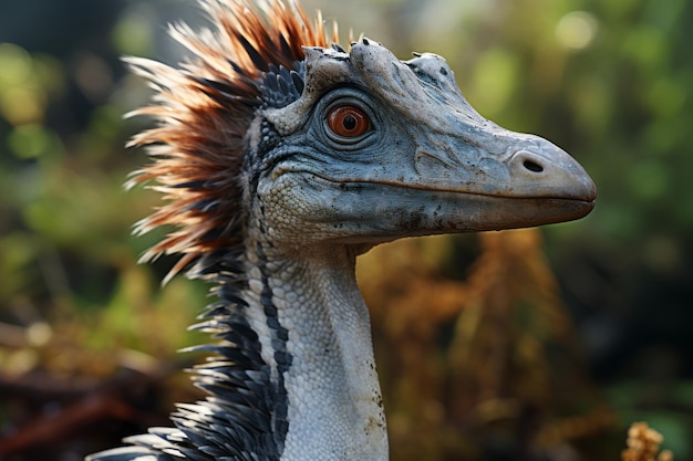 Gros plan sur Troodon Lumière naturelle IA générative