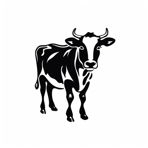 Photo un gros plan d'une vache avec une longue corne debout générative ai