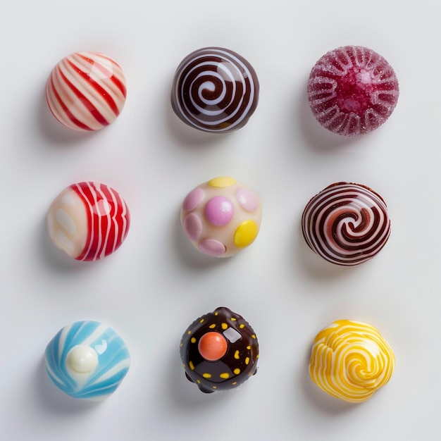 un gros plan d'une variété de bonbons de différentes couleurs