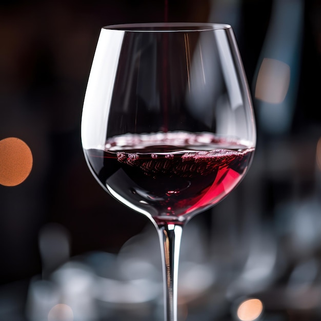 Gros plan d'un verre de vin rouge chic et indulgent