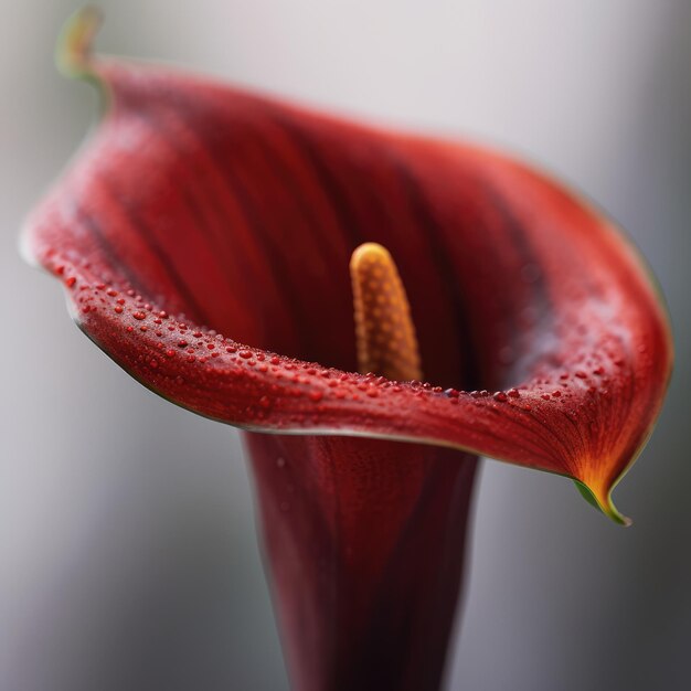 Gros plan vertical d'une fleur de calla rouge ai générative