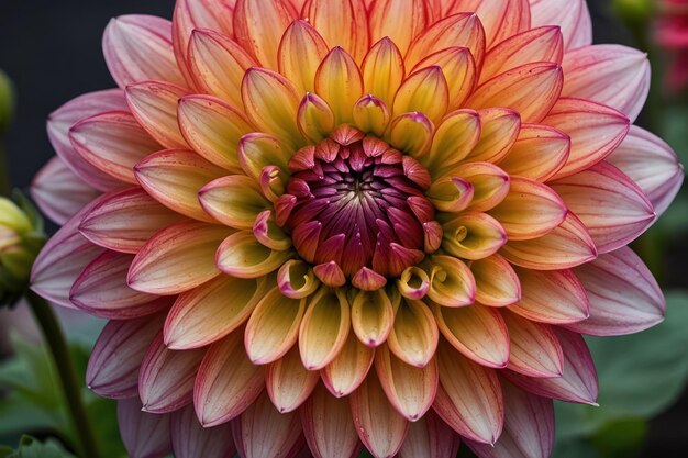 Photo un gros plan vibrant d'un dahlia multicolore