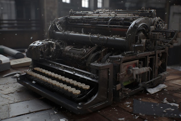 Un gros plan d'une vieille machine à écrire avec le mot " lock " sur le dessus.