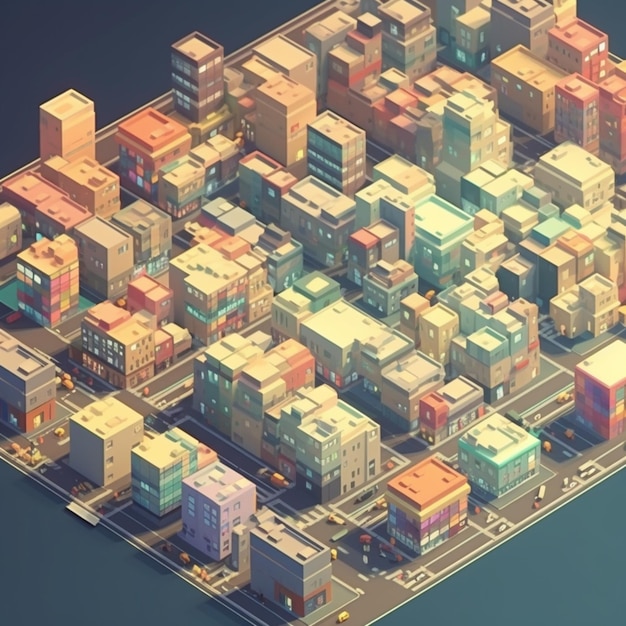 un gros plan d'une ville avec beaucoup de bâtiments IA générative
