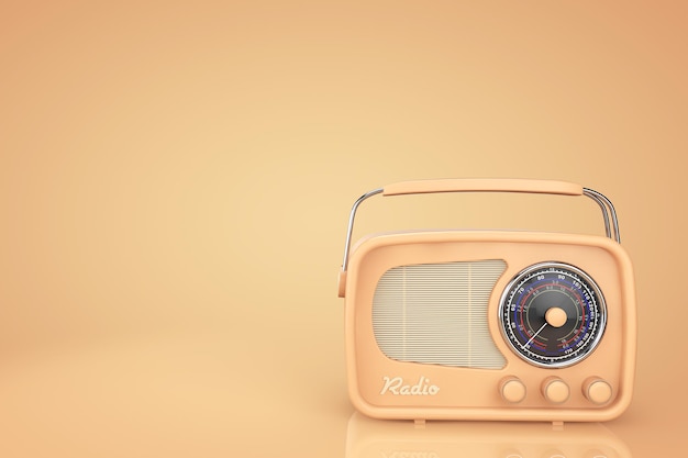 Gros plan Vintage Radio sur fond jaune