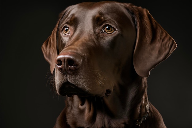 Gros plan d'un visage de chien sur fond noir