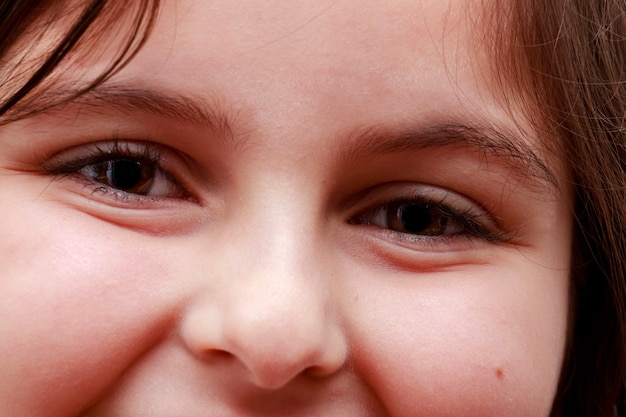 Gros plan sur le visage d'un enfant de race blanche aux yeux clairs