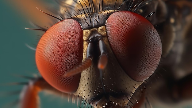 Photo un gros plan des yeux d'une mouche